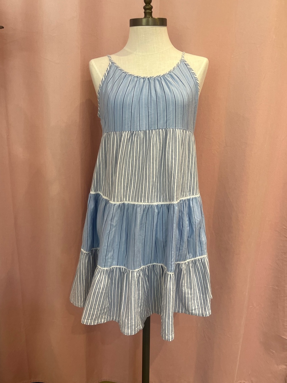Polo Ralph Lauren Blue & White Tiered Cotton Sundress Size Large
